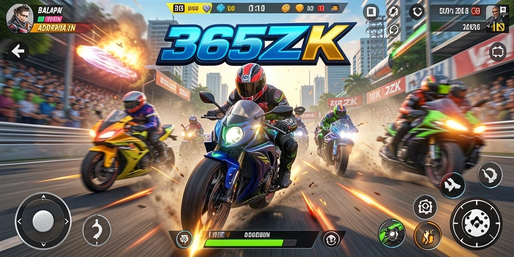 Tampilan gameplay 365ZK yang seru dan penuh aksi balapan motor.