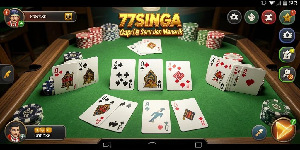 Tampilan menarik gameplay Gaple di 77SINGA.