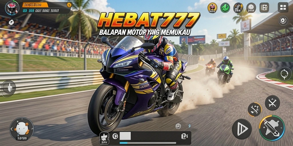 Tampilan gameplay HEBAT777 dengan aksi balapan motor yang seru.