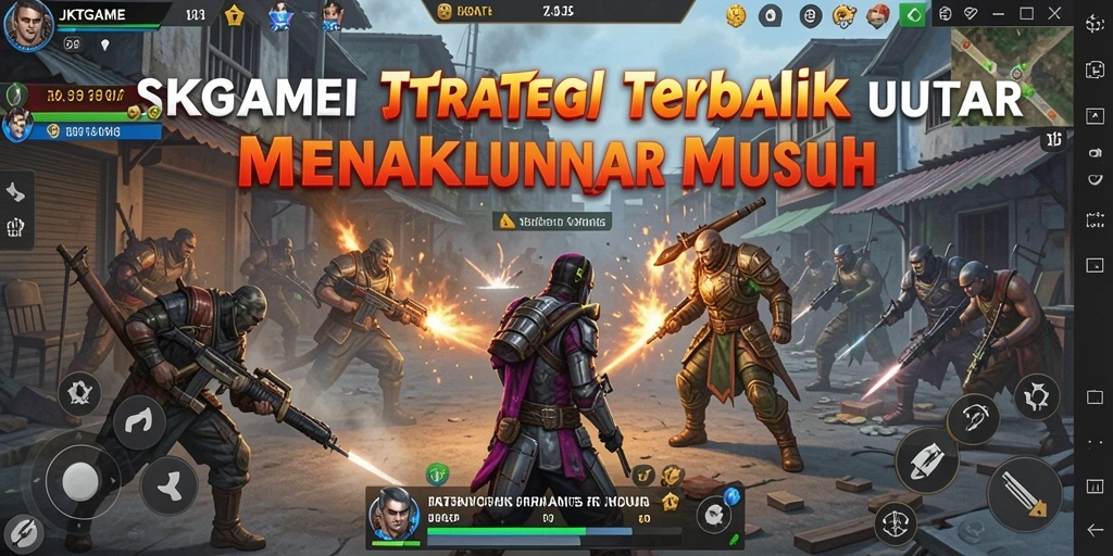 Screenshot utama JKTGAME menampilkan pertempuran strategis yang mendebarkan.
