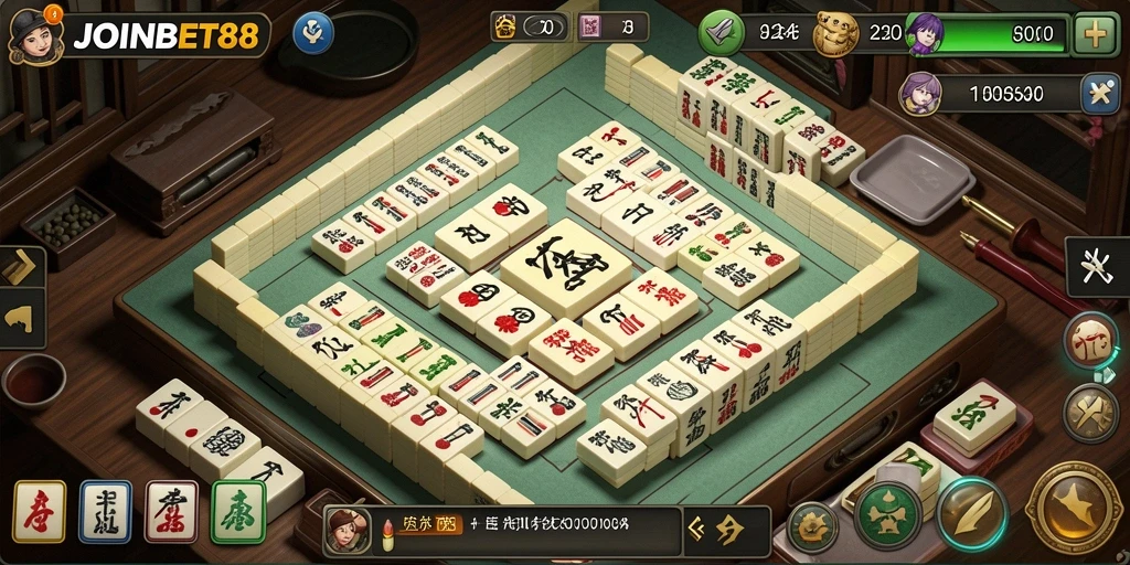 Tampilan gameplay menarik di JOINBET88 menunjukkan keasyikan Mahjong.