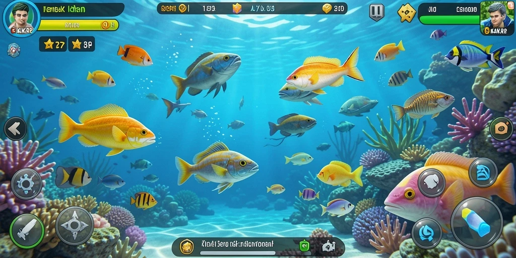 Tampilan gameplay KAKRP yang penuh aksi Tembak Ikan.