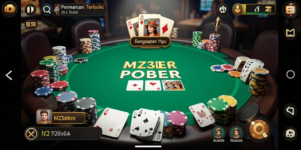 Tampilan gameplay seru dalam MZ356 yang menampilkan aksi poker langsung.