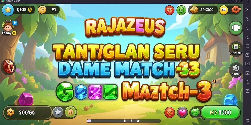 Menampilkan gameplay intens dalam game Match-3 RAJAZEUS.