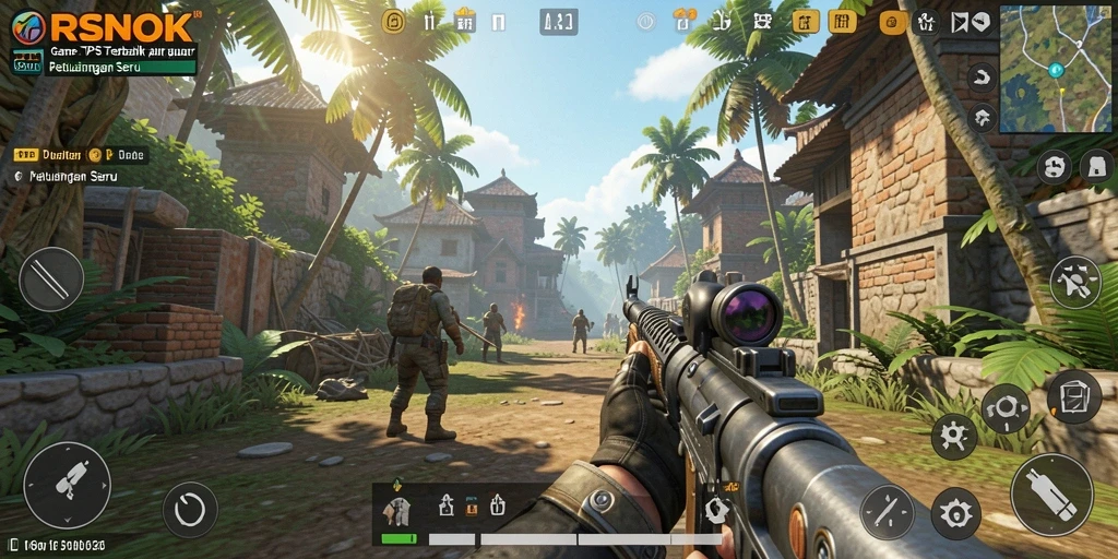 Screenshot gameplay RSNOK menampilkan aksi mendebarkan dalam pertempuran TPS.